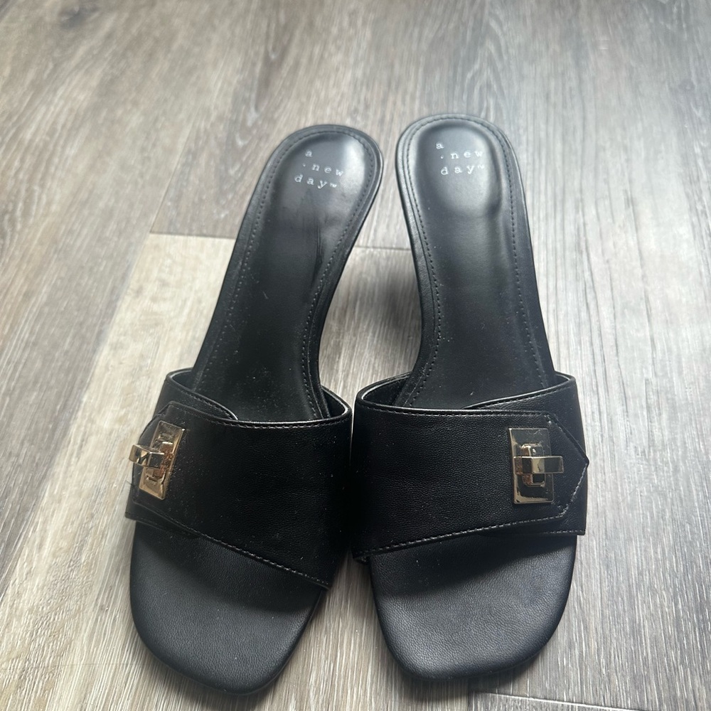 A New Day Black Slide Sandals